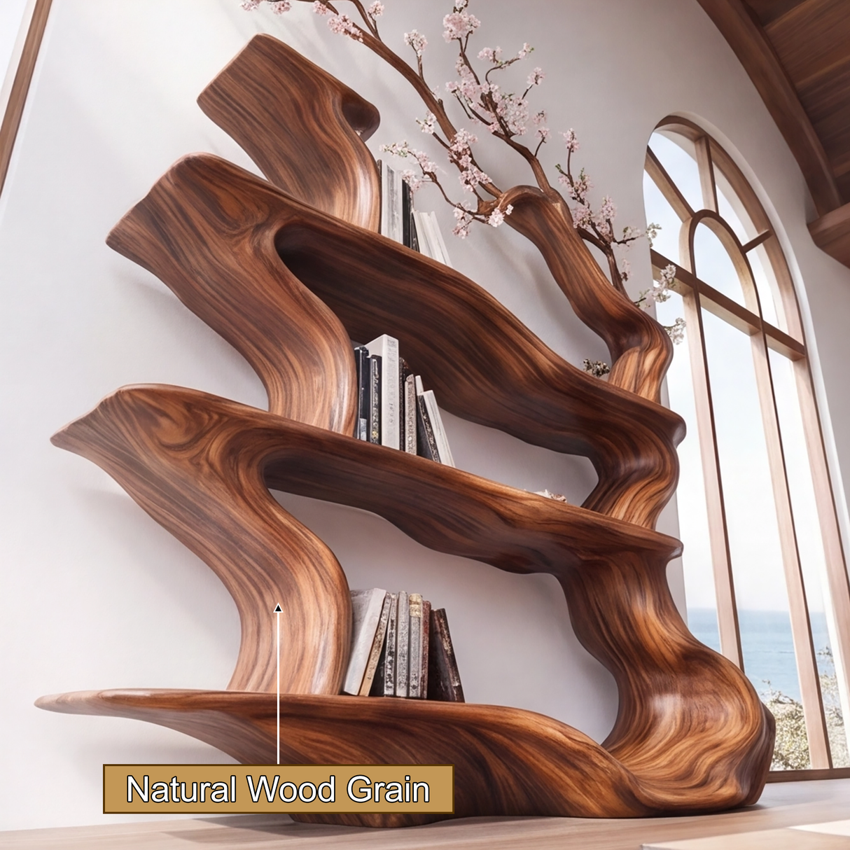 Sakuryn Flow Handcrafted Blossom Tree Wooden Bookshelf - Timberustic Tree Bookshelf