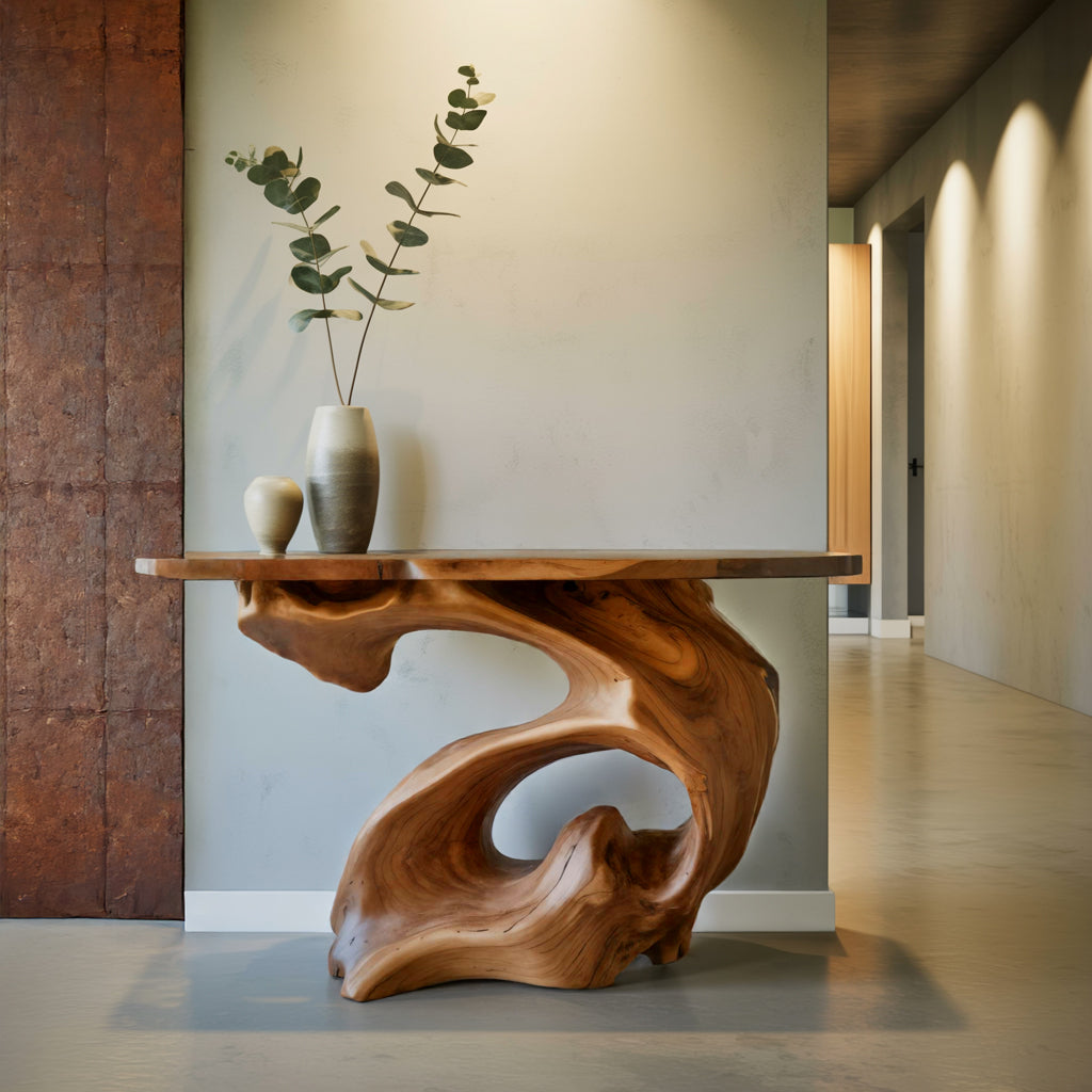 Sculptural Solid Wood Console Table - TimbeRustic Console Table