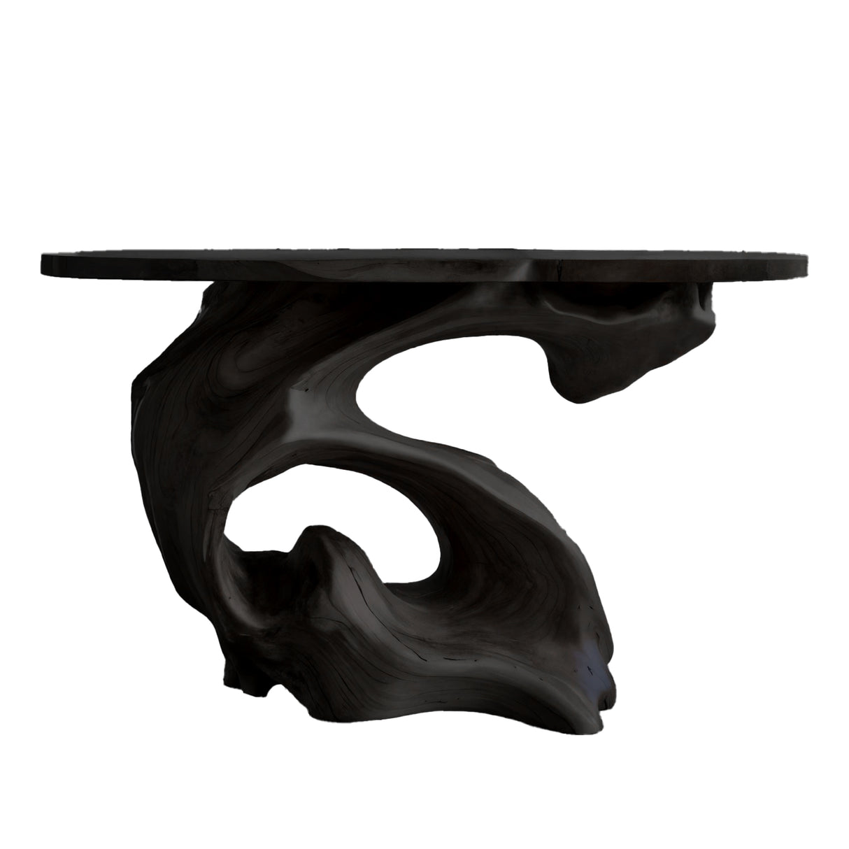 Sculptural Solid Wood Console Table Black - TimbeRustic Console Table