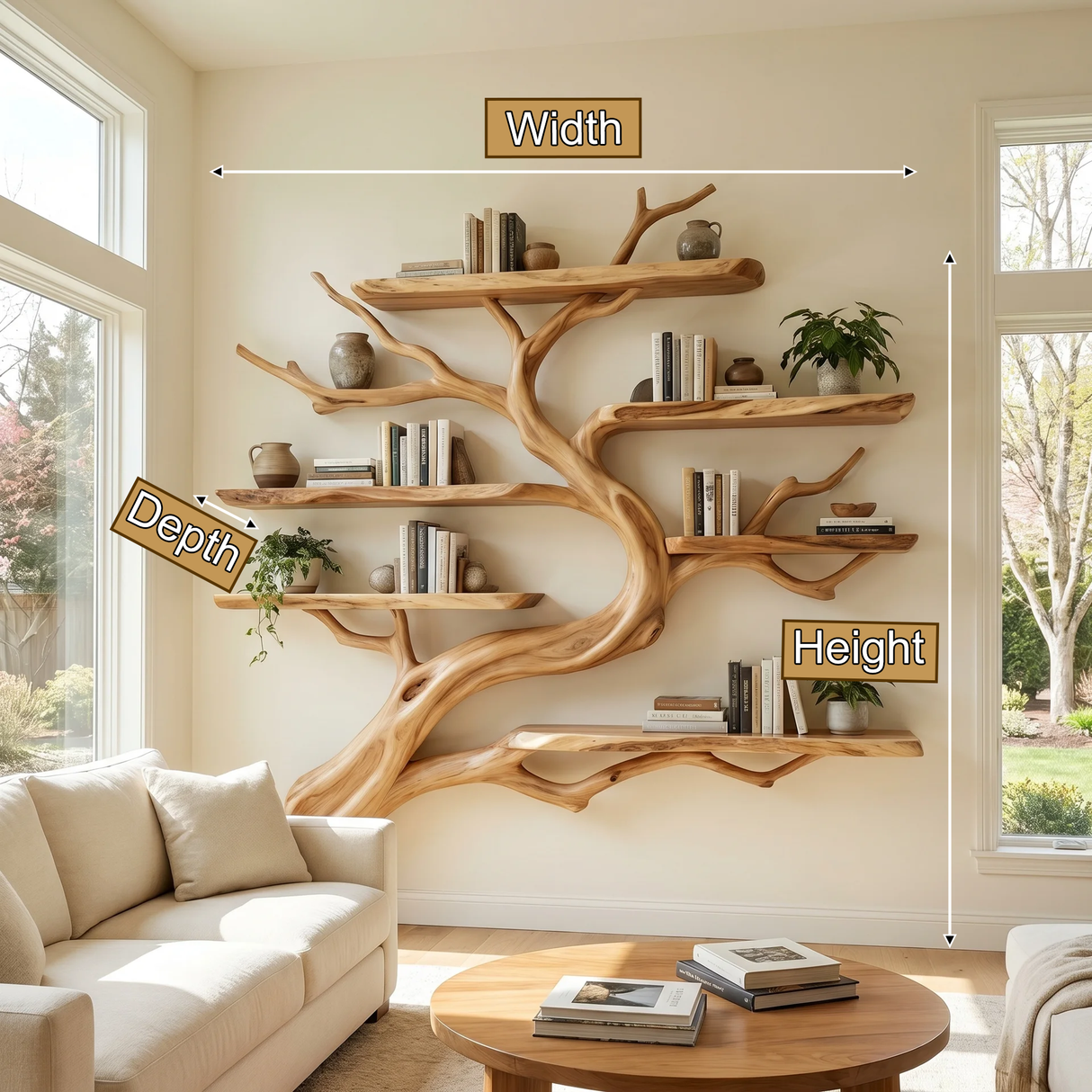 Seabranch Handcrafted Solid Wood Tree Bookshelf