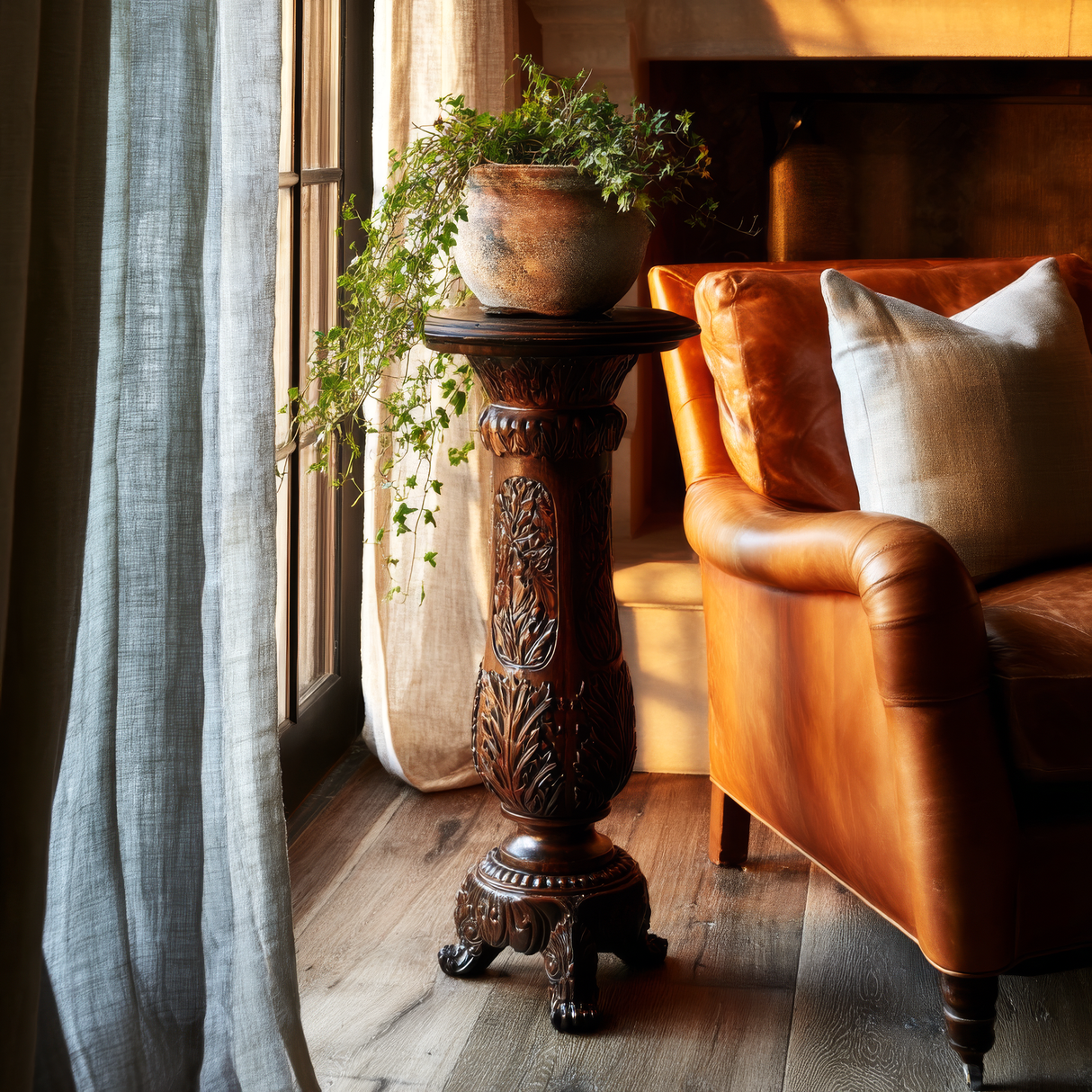 Selmora Solid Wood Pedestal Stand - Timberustic Pedestal Stand