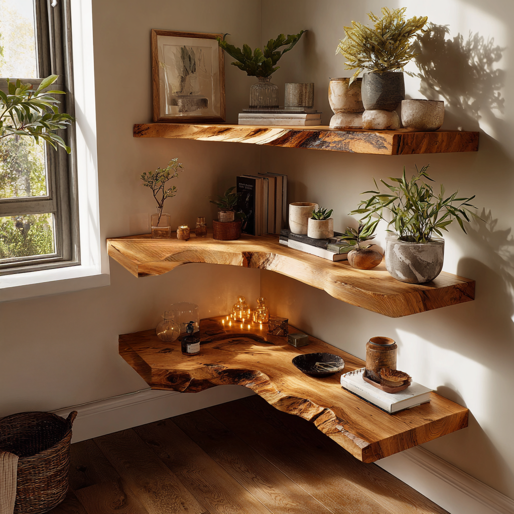Selvara Live Edge Solid Wood Floating Shelf SPA302302 - Timberustic Floating Shelf