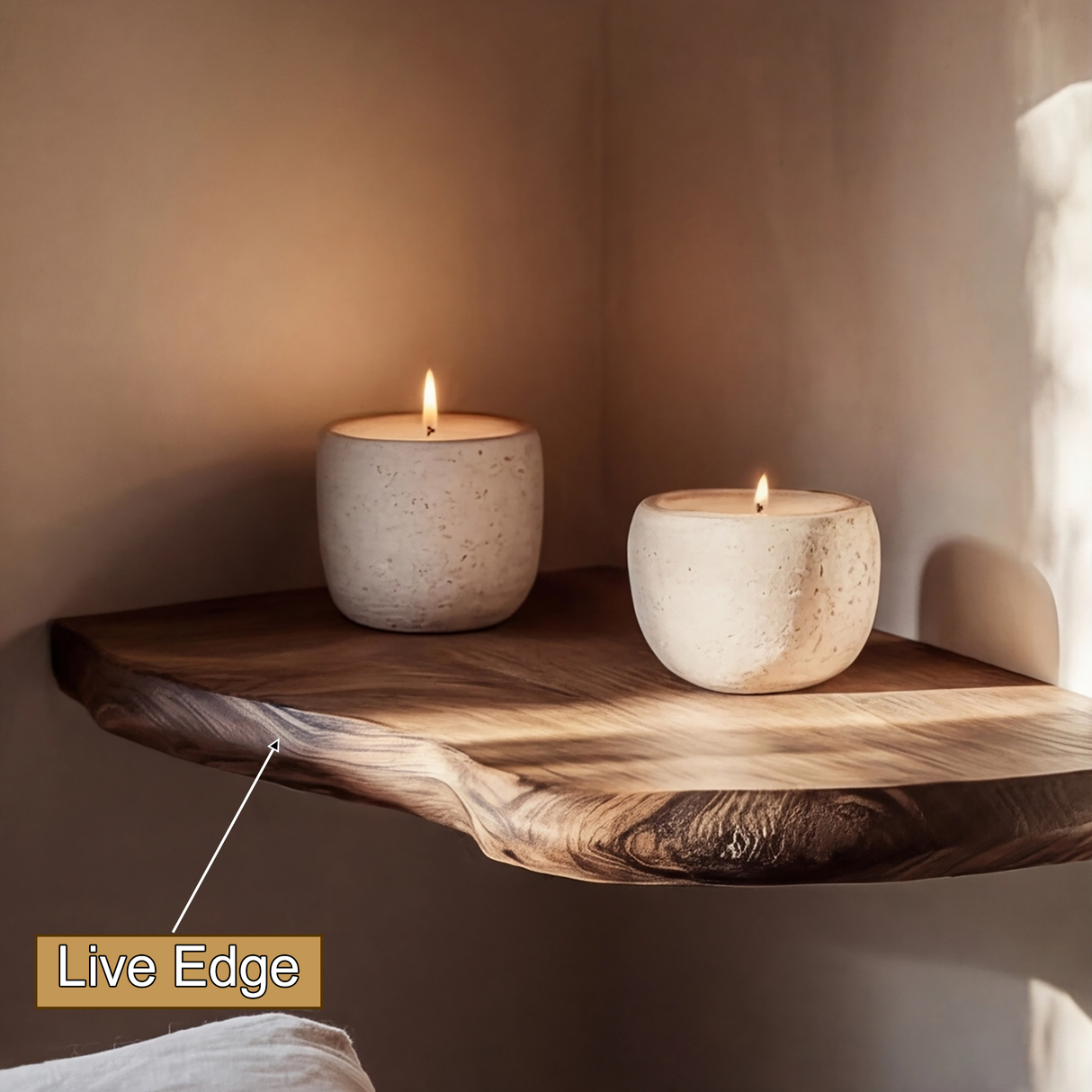 Selvaren Live Edge Solid Wood Corner Floating Shelf SPA606606 - Timberustic Floating Shelf