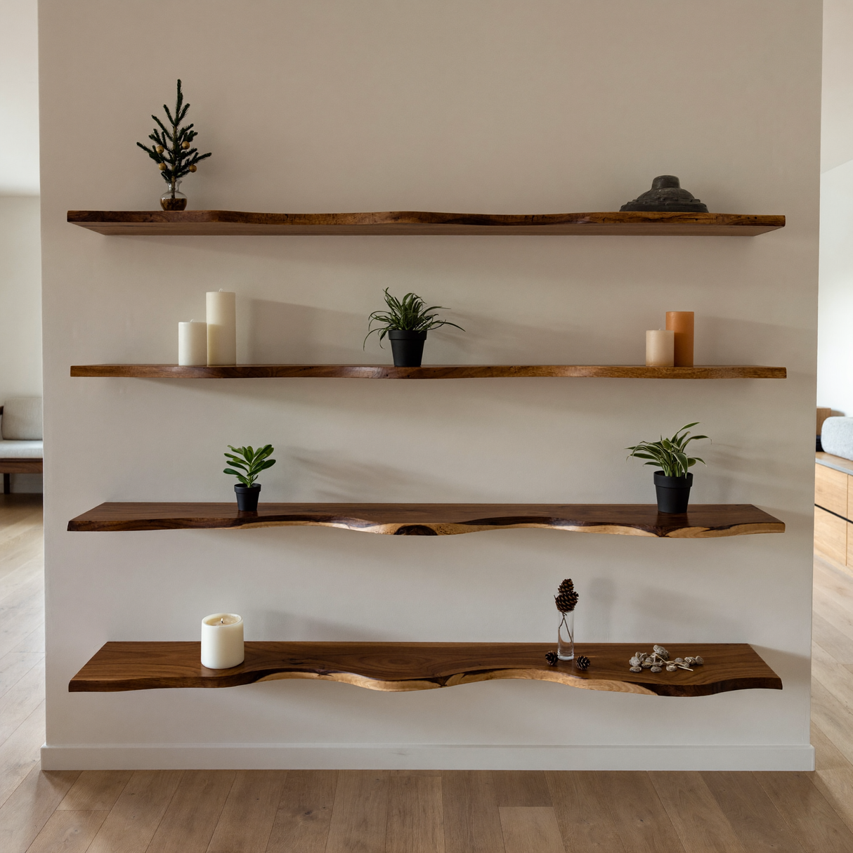 Seralon Live Edge Solid Wood Floating Shelf SPA843945 - Timberustic Floating Shelf