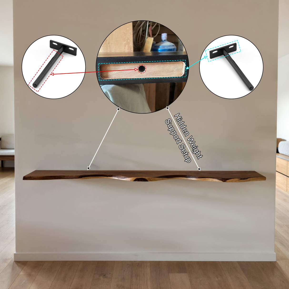 Seralon Live Edge Solid Wood Floating Shelf SPA843945 - Timberustic Floating Shelf