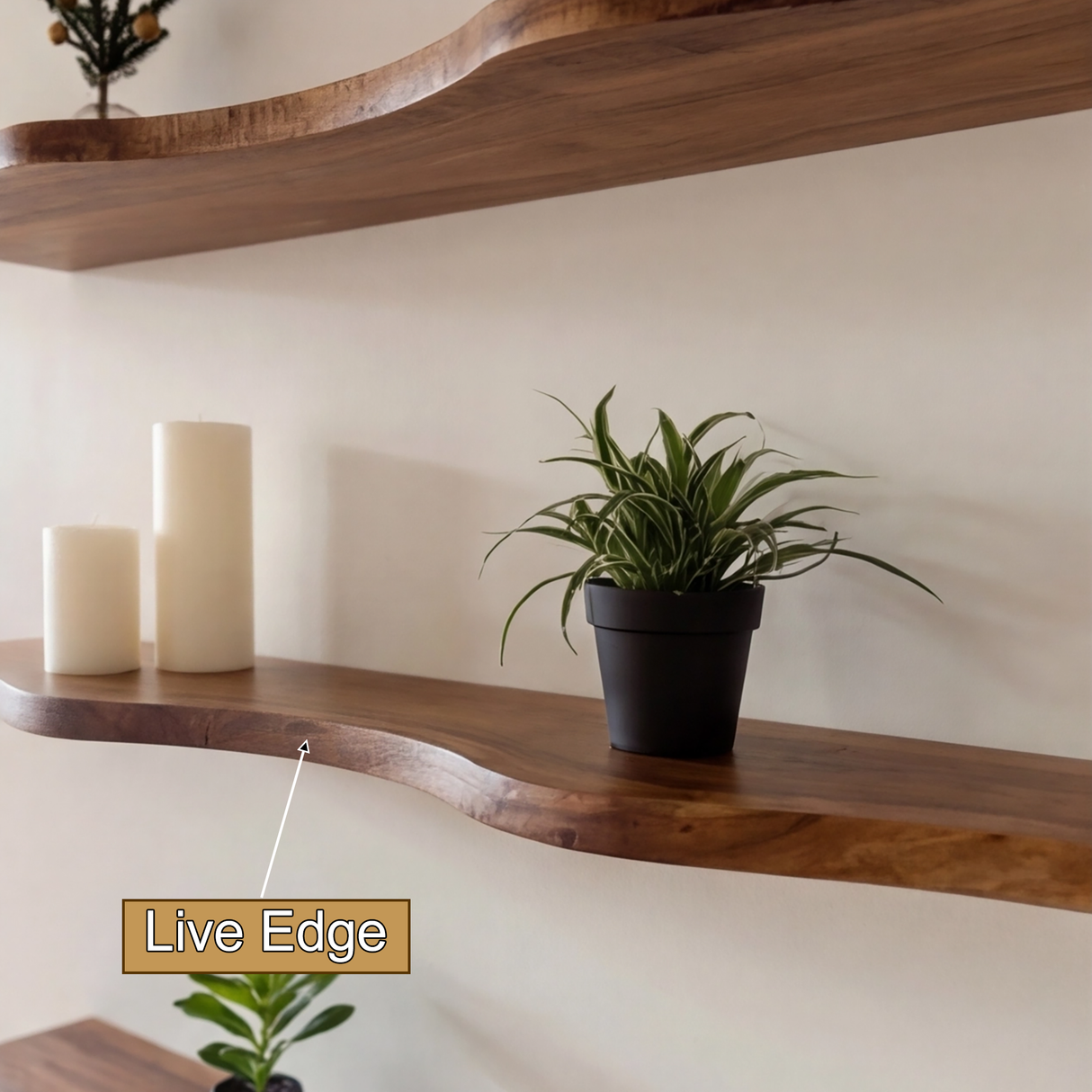 Seralon Live Edge Solid Wood Floating Shelf SPA843945 - Timberustic Floating Shelf