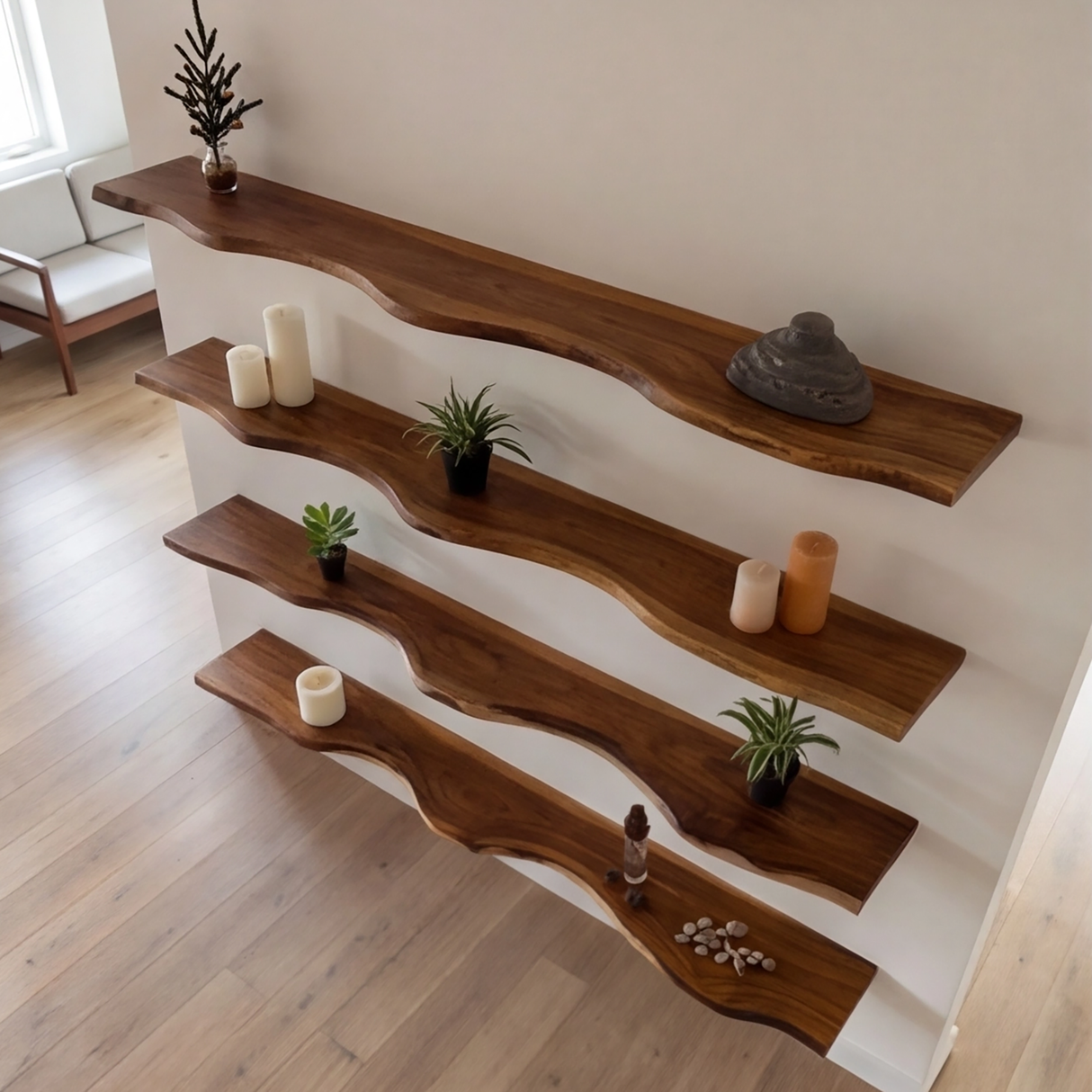Seralon Live Edge Solid Wood Floating Shelf SPA843945 - Timberustic Floating Shelf