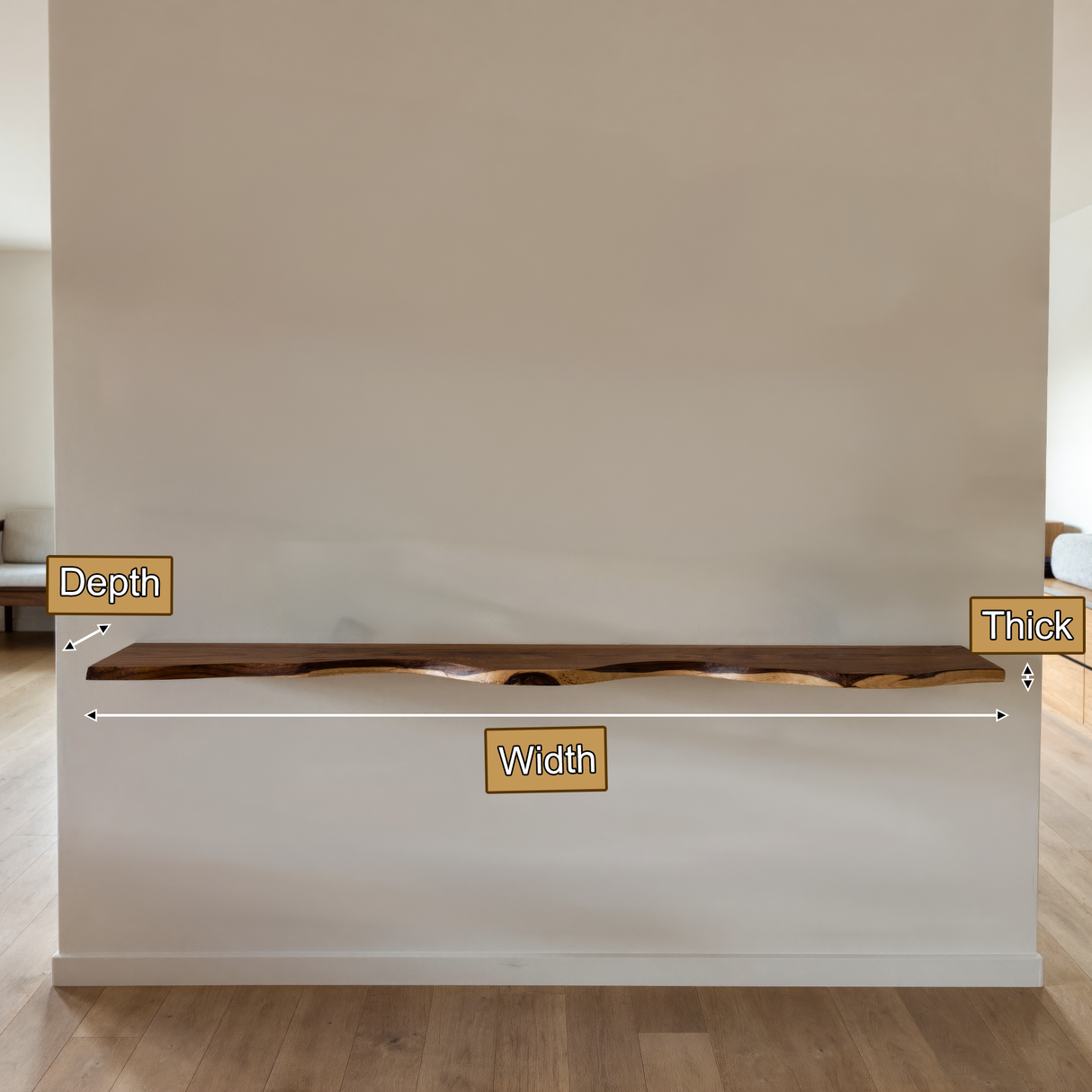 Seralon Live Edge Solid Wood Floating Shelf SPA843945 - Timberustic Floating Shelf