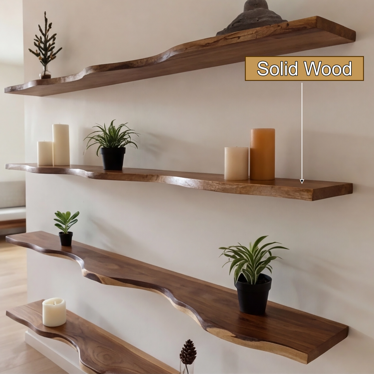 Seralon Live Edge Solid Wood Floating Shelf SPA843945 - Timberustic Floating Shelf