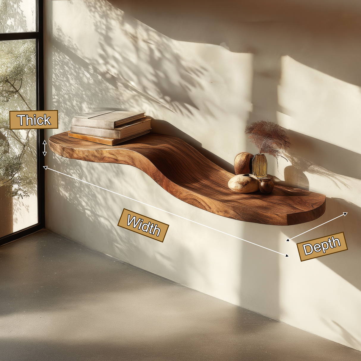 Serano Sculpted Solid Wood Floating Shelf SPA395934 - Timberustic Floating Shelf