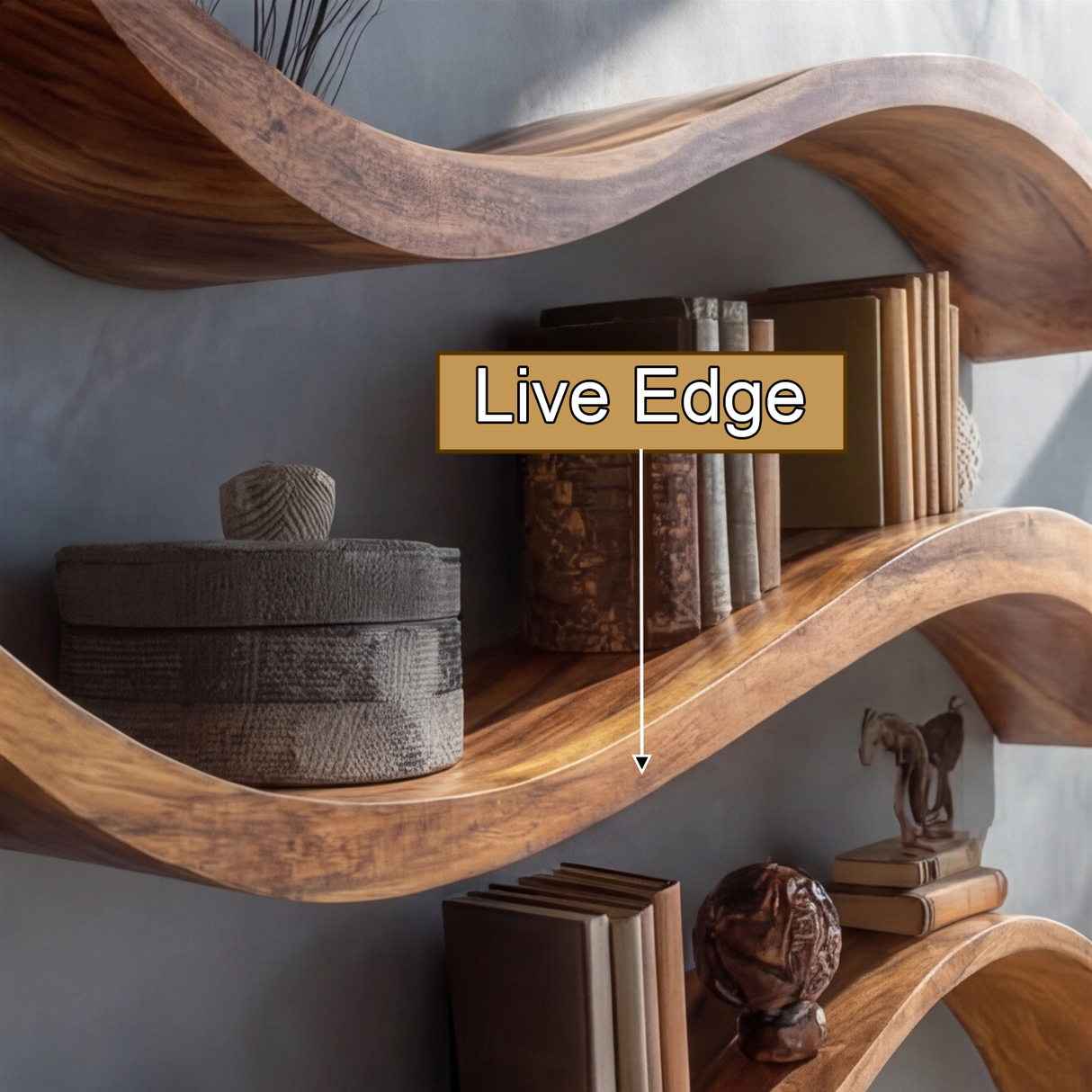Seranova Sculpted Solid Wood Floating Shelf SPA204503 - Timberustic Floating Shelf