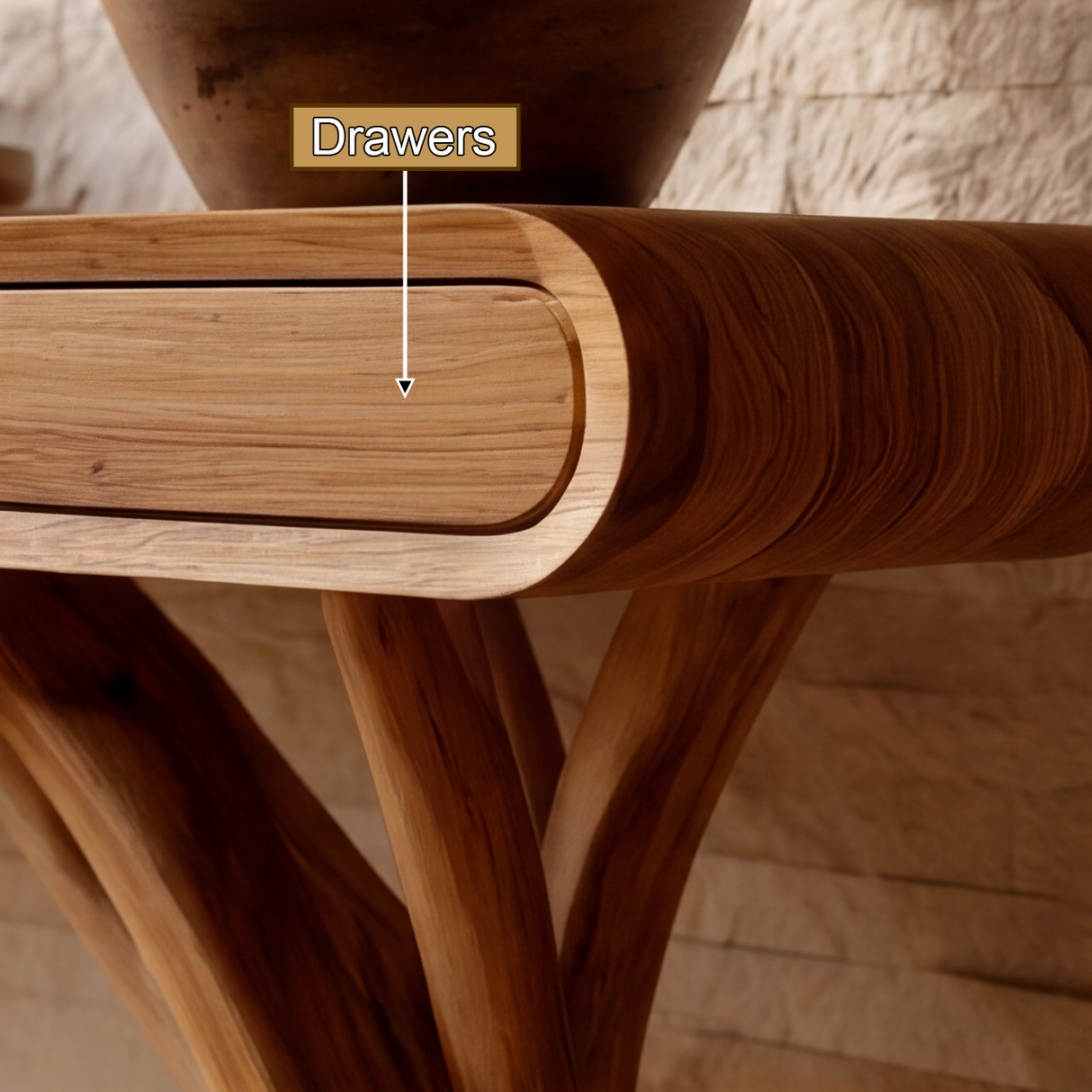 Serathiel Sculpted Solid Wood Console Table
