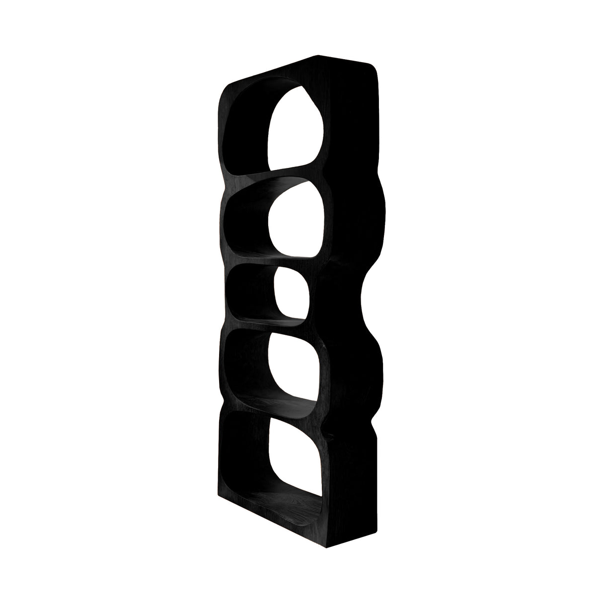 Serava Sculpted Solid Wood Bathroom Display Shelf Black - Timberustic Bathroom Display Shelf