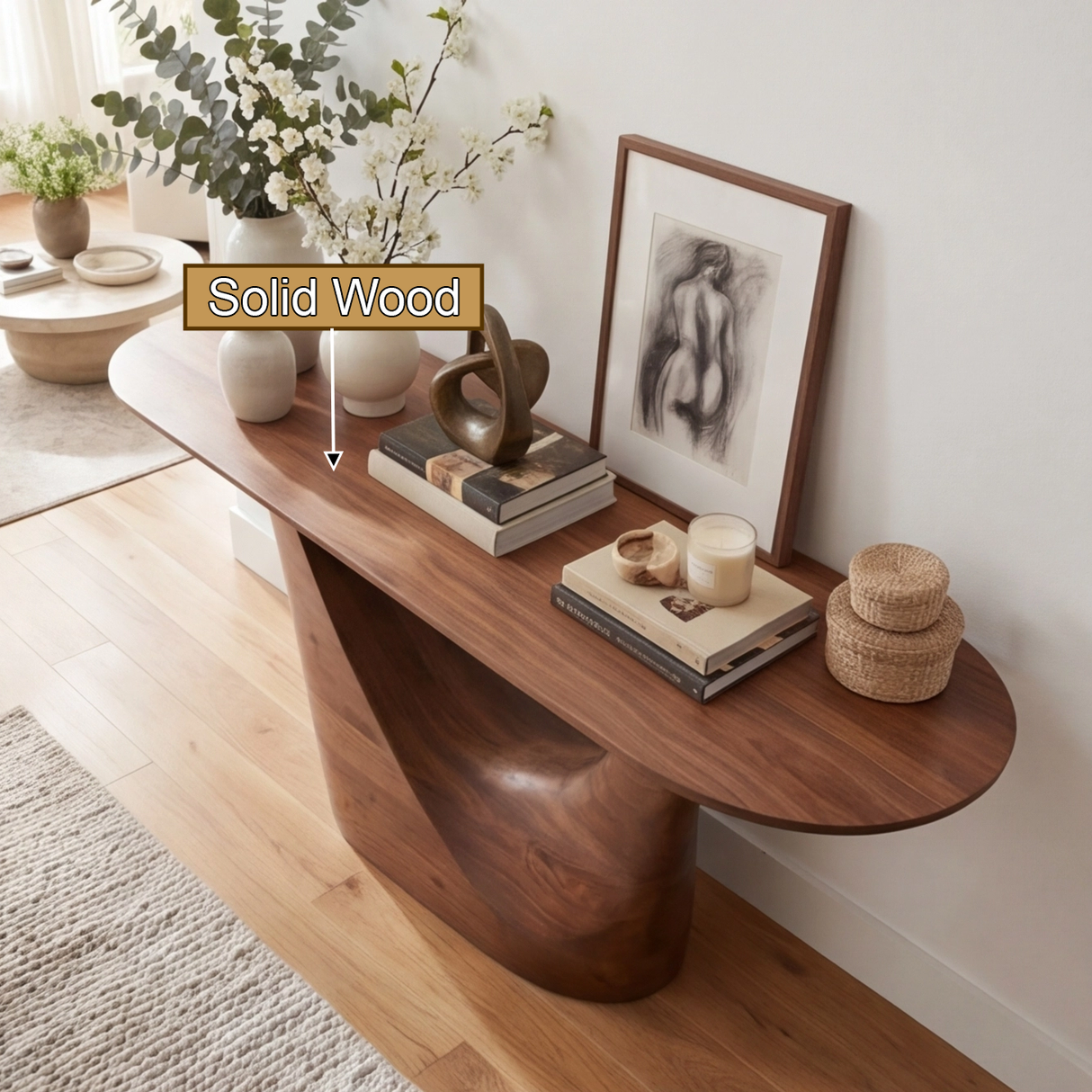 Seravelle Sculpted Solid Wood Console Table - Timberustic Console Table