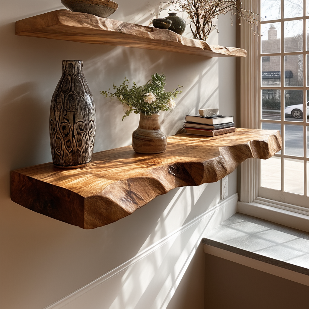 Seravin Live Edge Solid Wood Floating Shelf SPA358348 - Timberustic Floating Shelf