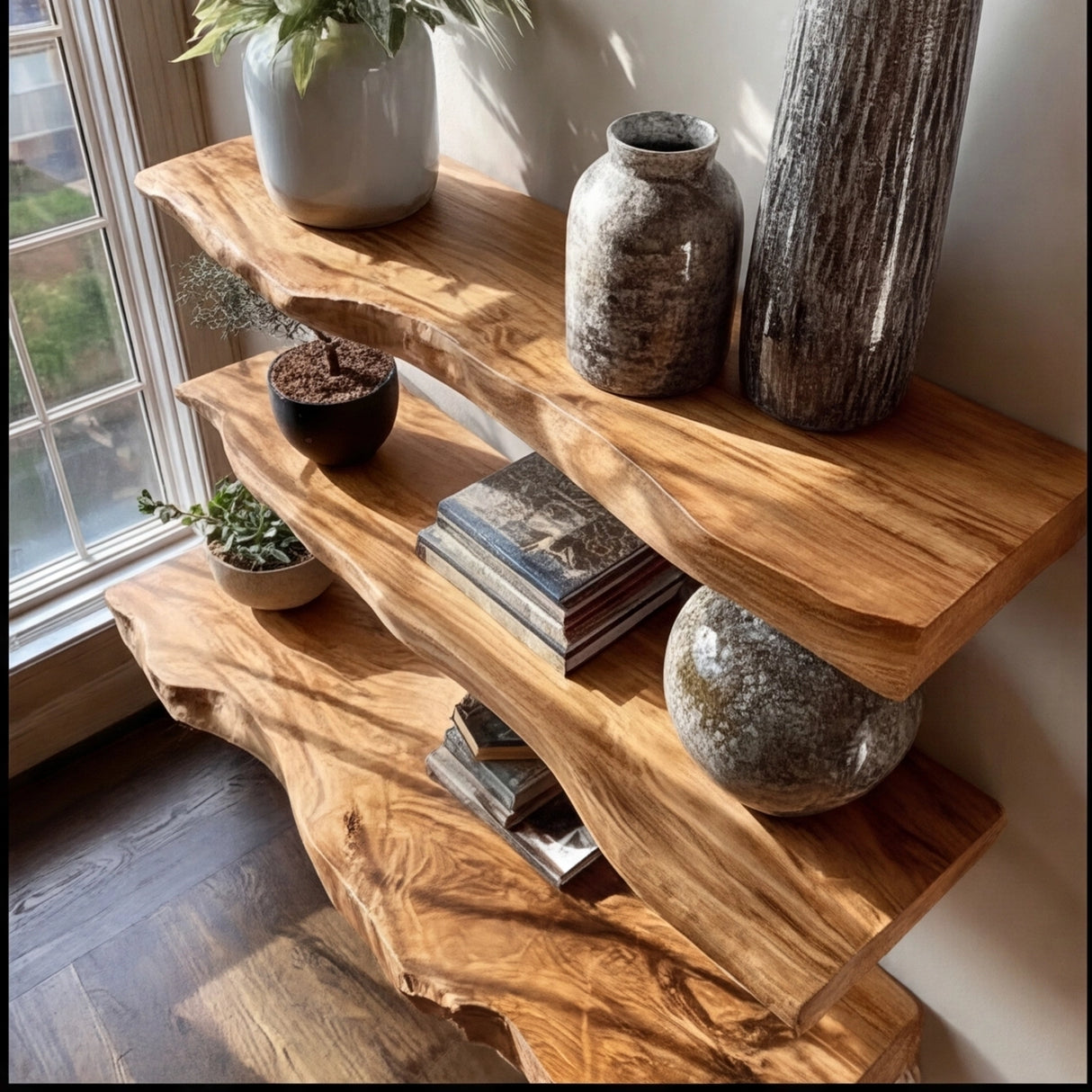 Seravin Live Edge Solid Wood Floating Shelf SPA358348 - Timberustic Floating Shelf