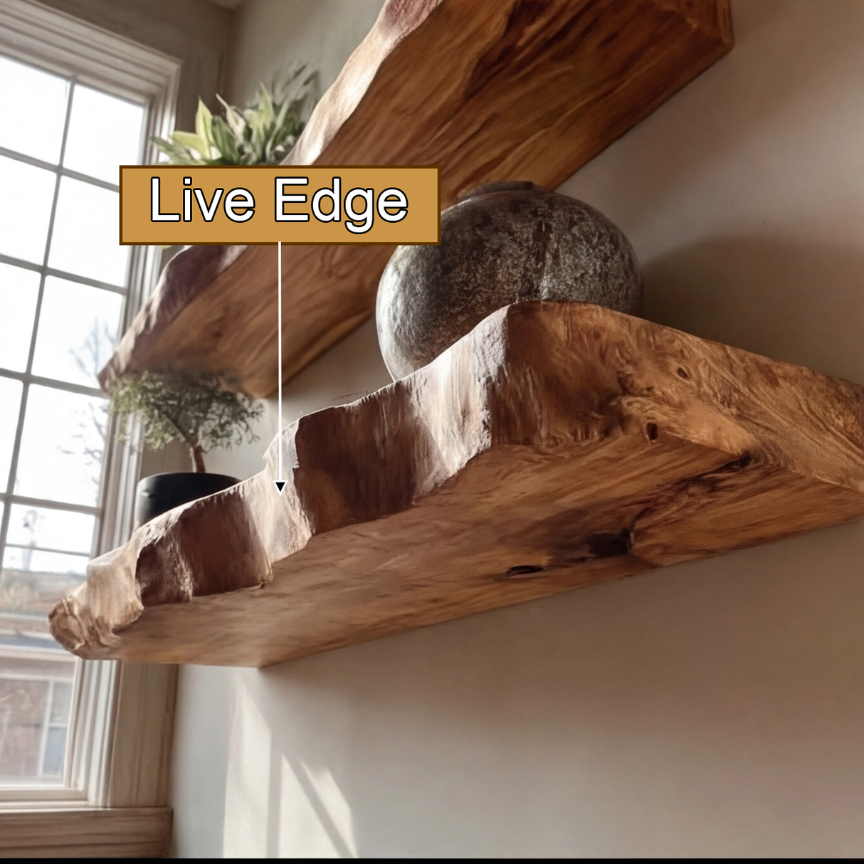 Seravin Live Edge Solid Wood Floating Shelf SPA358348 - Timberustic Floating Shelf