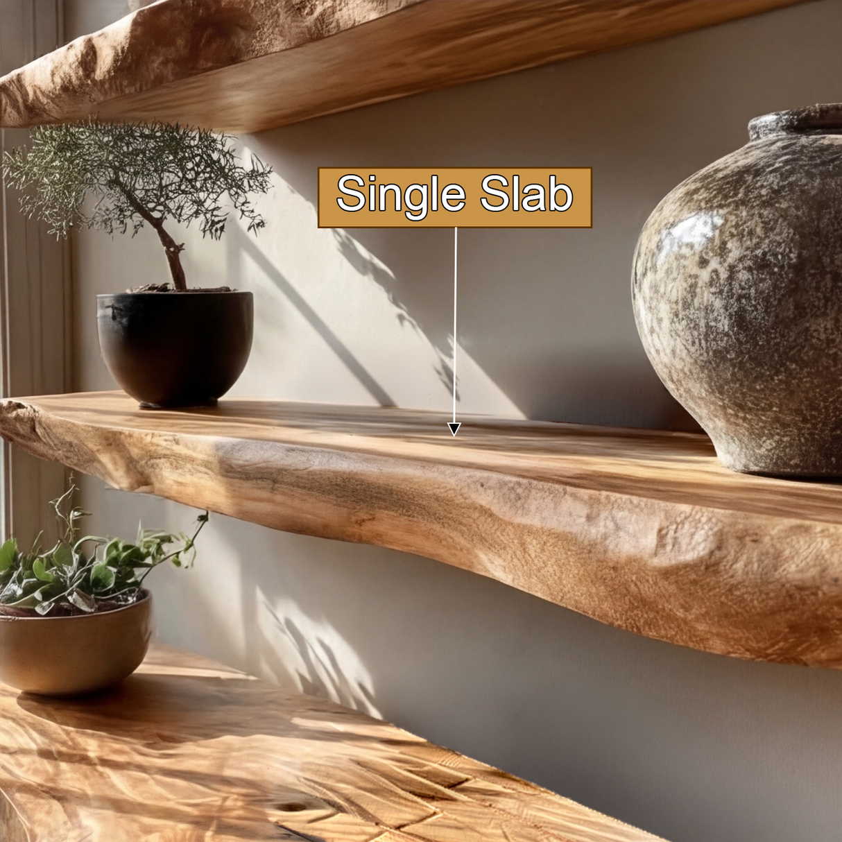 Seravin Live Edge Solid Wood Floating Shelf SPA358348 - Timberustic Floating Shelf