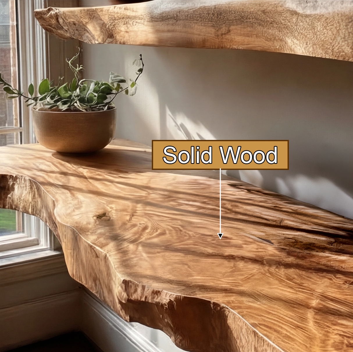 Seravin Live Edge Solid Wood Floating Shelf SPA358348 - Timberustic Floating Shelf