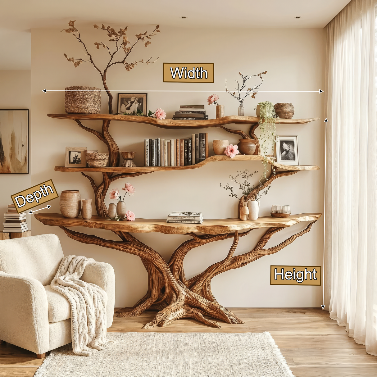Serelyn Sculpted Solid Wood Console Table with Shelves - Timberustic Console Table with Shelves