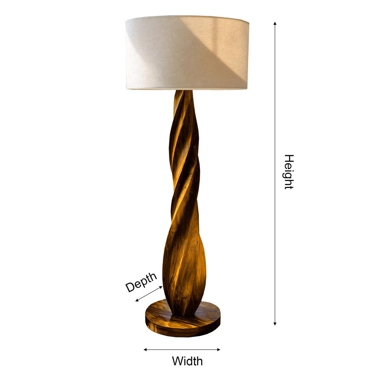 Seren Twist Sculpted Solid Wood Floor Lamp