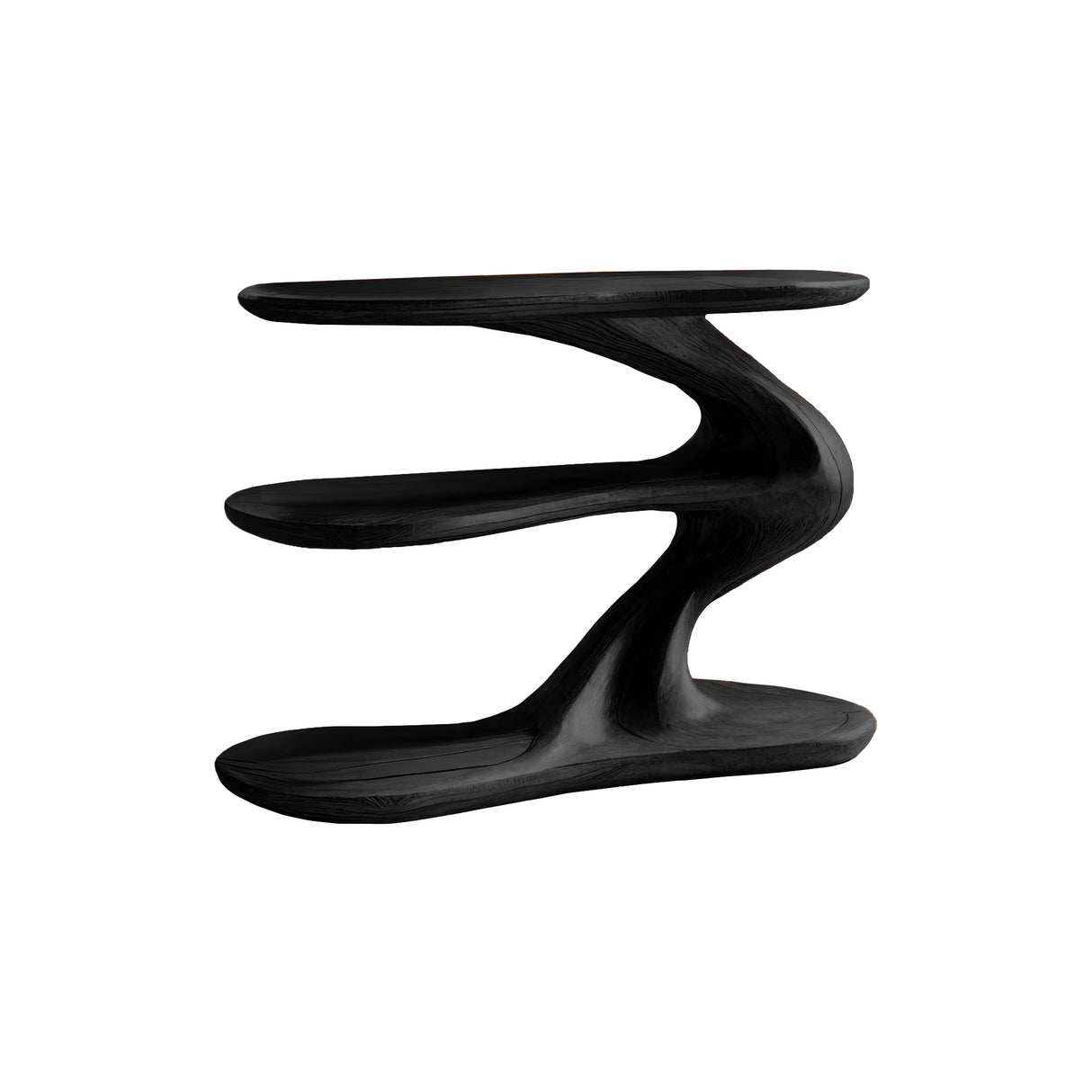 Serenata Sculpted Solid Wood Record Player Stand Black - Timberustic Record Player Stand With Storage