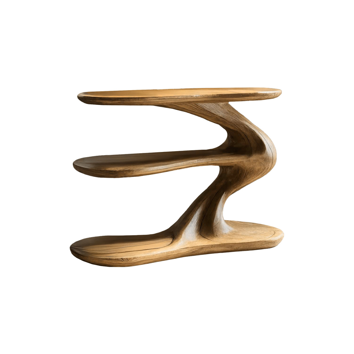 Serenata Sculpted Solid Wood Record Player Stand Natural Oak - Timberustic Record Player Stand With Storage