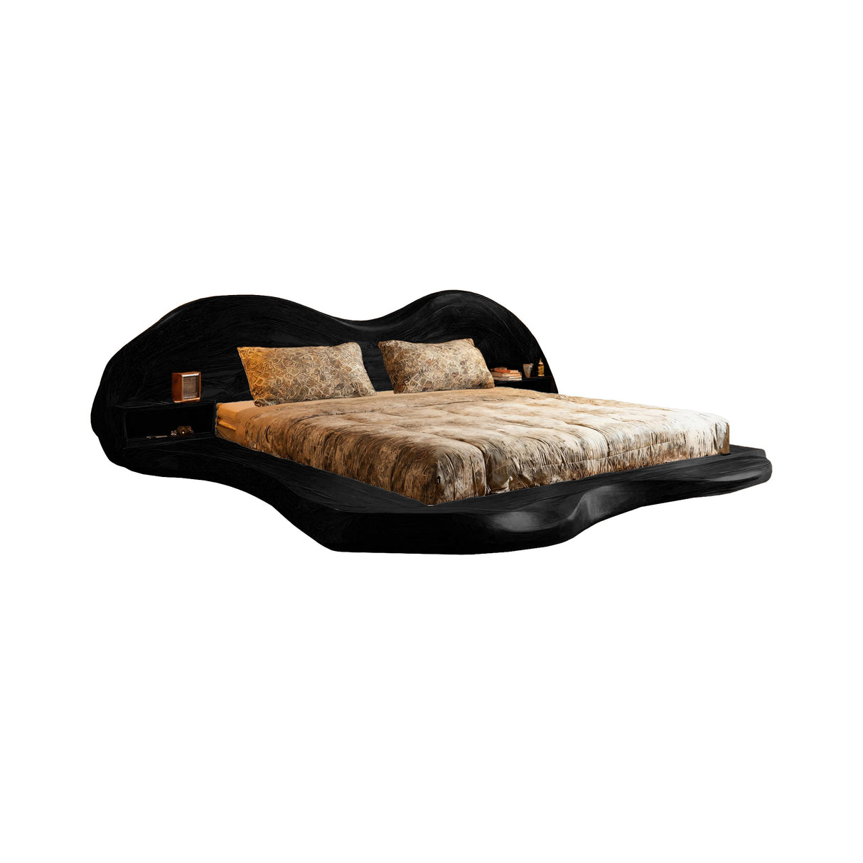 Serenata Waveform Solid Wood Headboard and Bed Frame