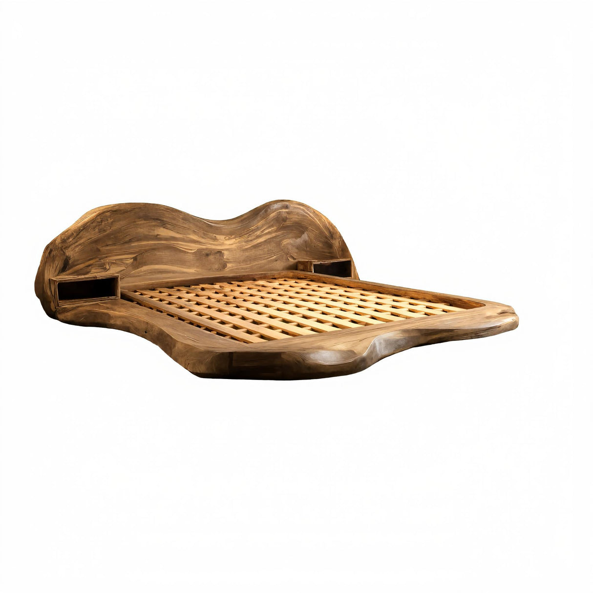 Serenata Waveform Solid Wood Headboard and Bed Frame