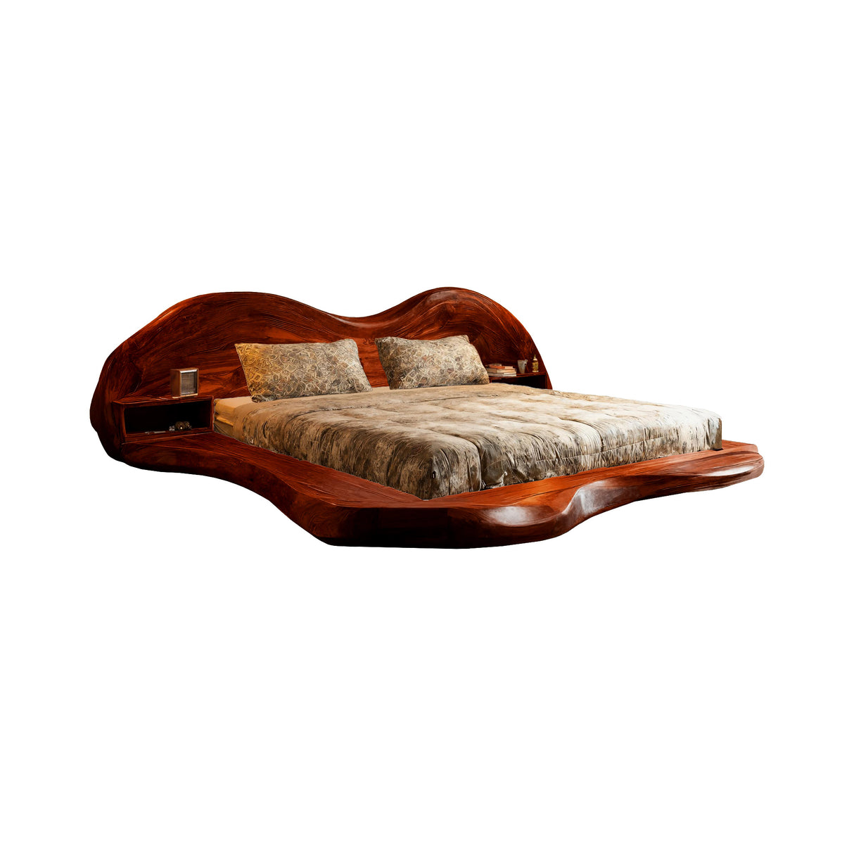 Serenata Waveform Solid Wood Headboard and Bed Frame