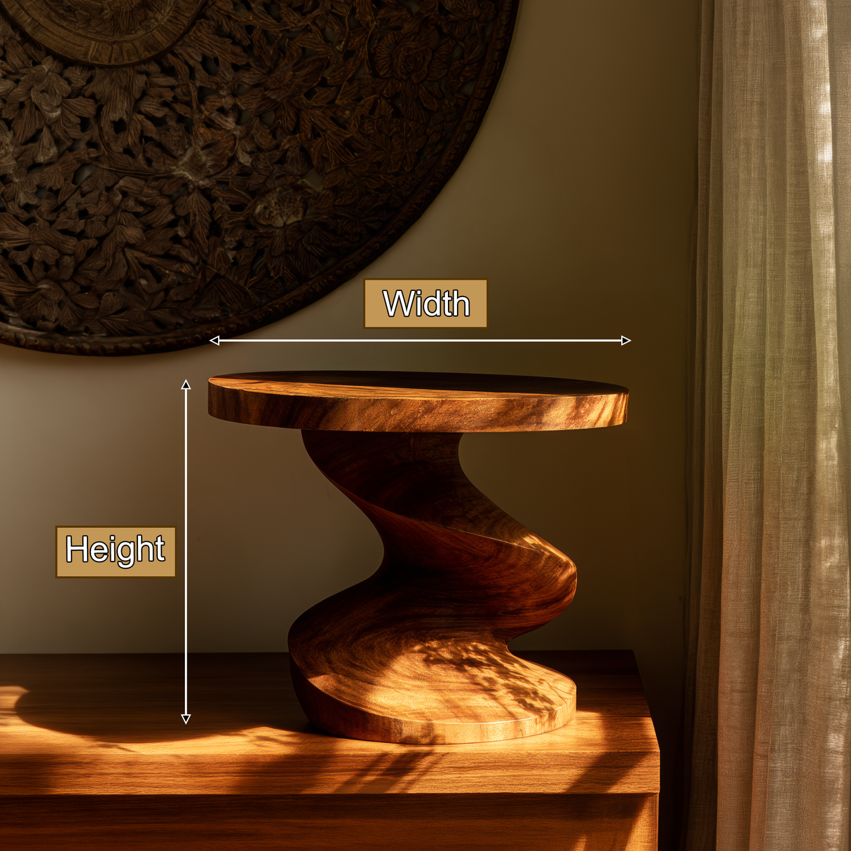 Serova Twisted Solid Wood Pedestal Stand - Timberustic Pedestal Stand