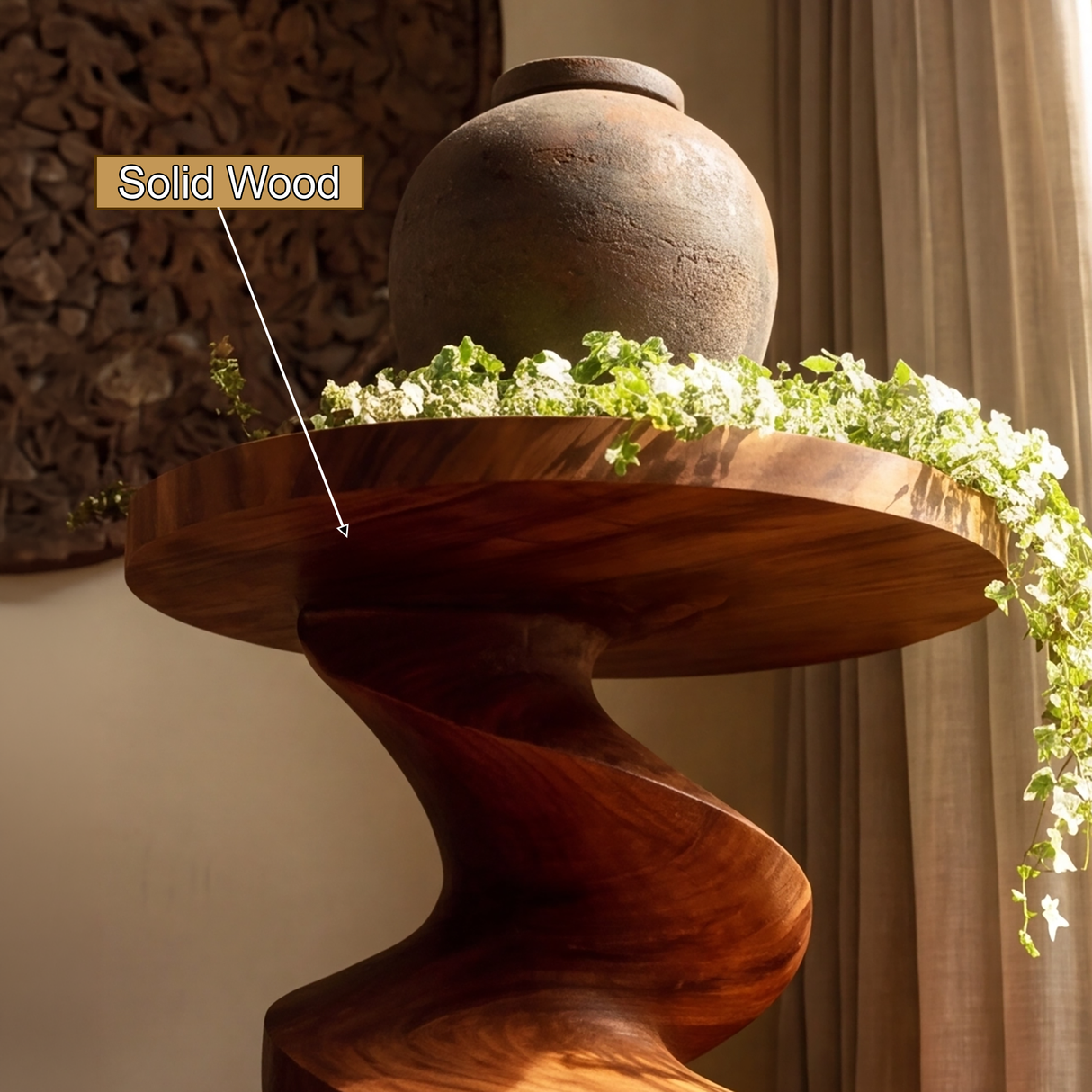Serova Twisted Solid Wood Pedestal Stand - Timberustic Pedestal Stand