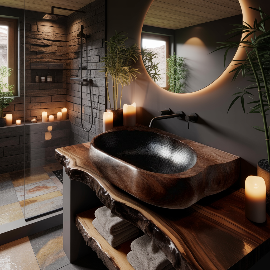 Shadowcrest Sculpted Solid Wood Vessel Sink - Timberustic Vessel Sinks