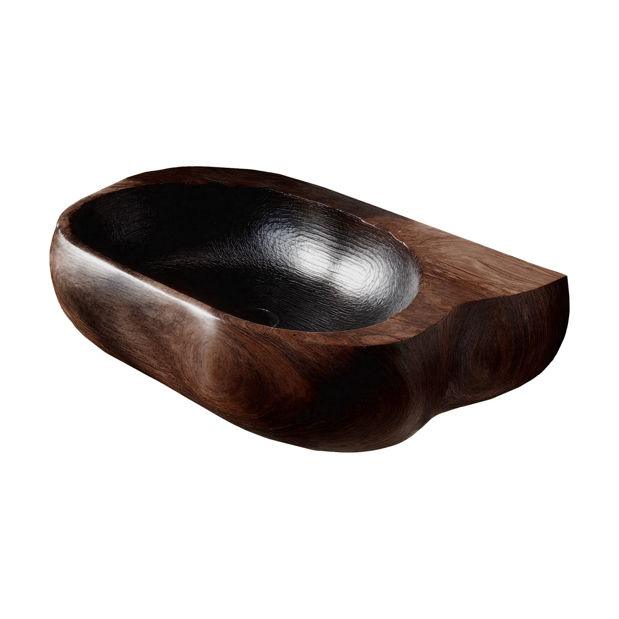 Shadowcrest Sculpted Solid Wood Vessel Sink Dark Walnut - Timberustic Vessel Sinks