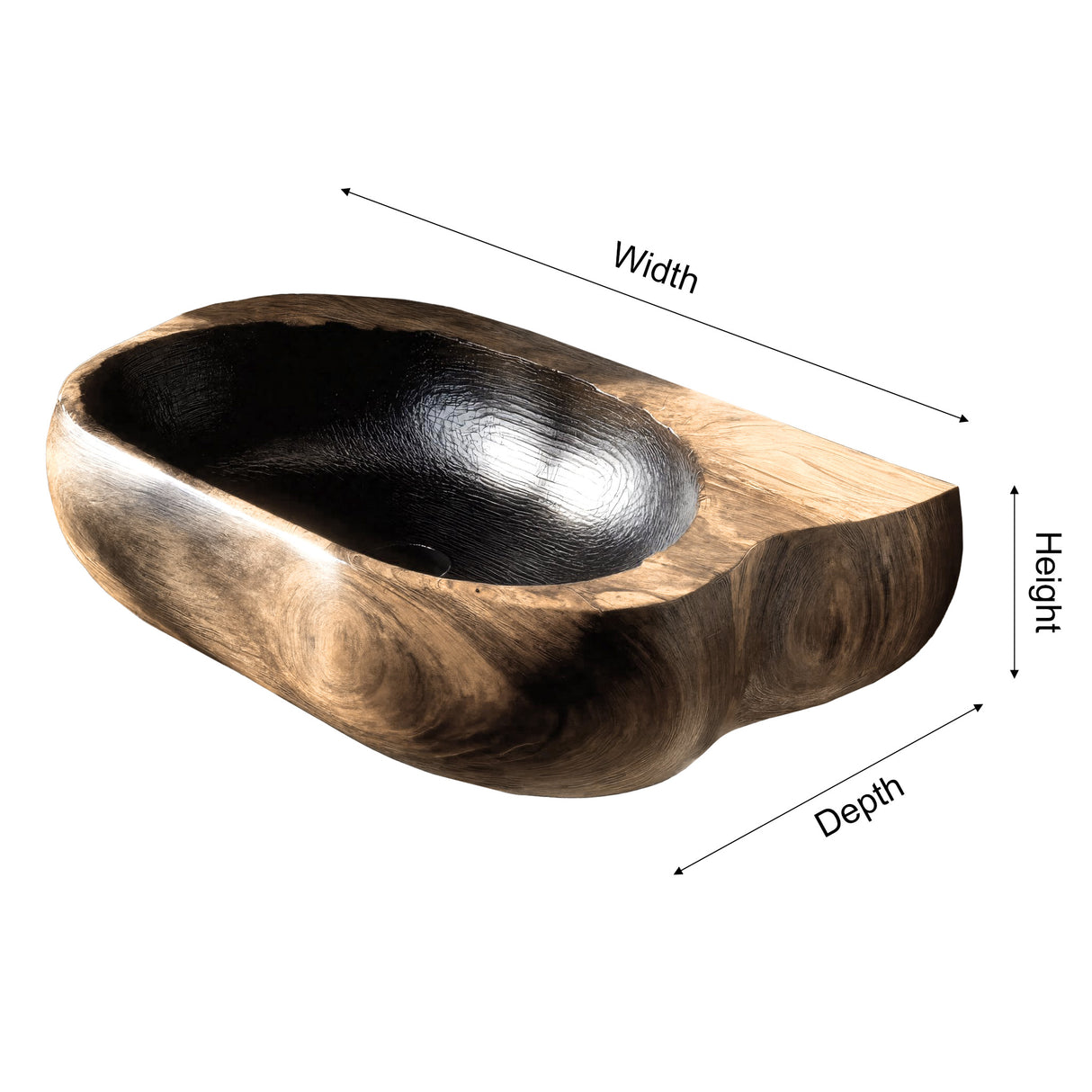 Shadowcrest Sculpted Solid Wood Vessel Sink - Timberustic Vessel Sinks