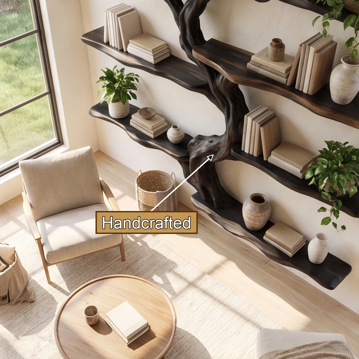 Shadowgrove Handcrafted Solid Wood Tree Bookshelf