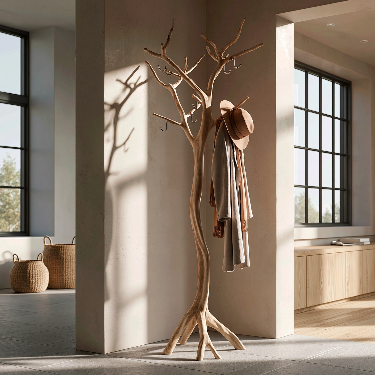 Silverbark Handcrafted Sculpted Solid Wood Tree Coat Rack