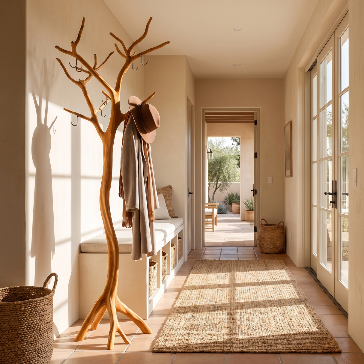 Silverbark Handcrafted Sculpted Solid Wood Tree Coat Rack