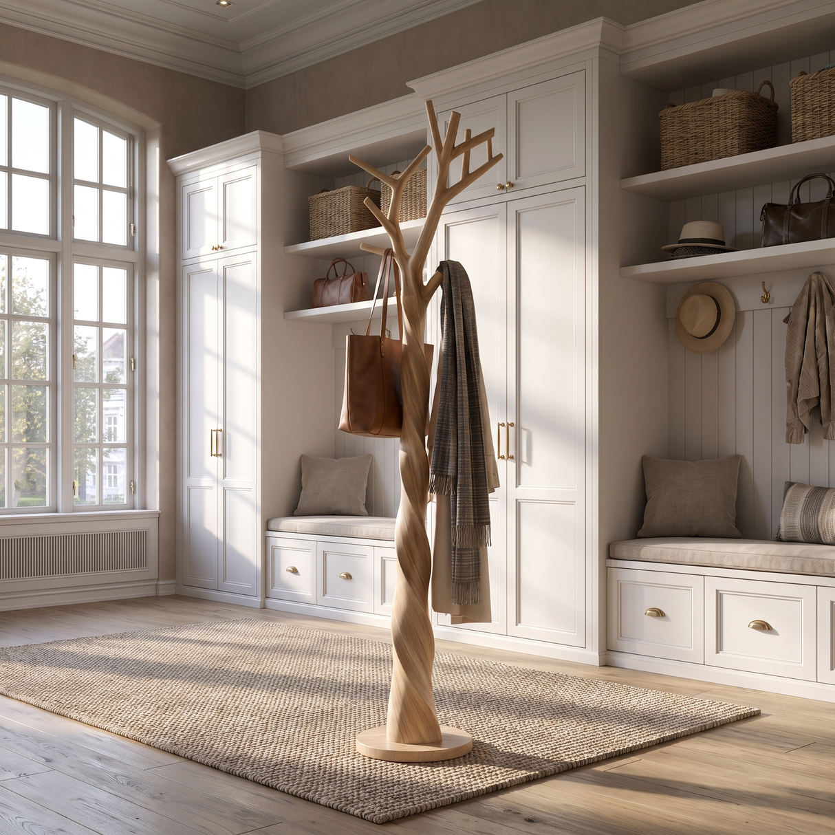 Silverpine Handcrafted Sculpted Solid Wood Tree Coat Rack - Timberustic Tree Coat Rack