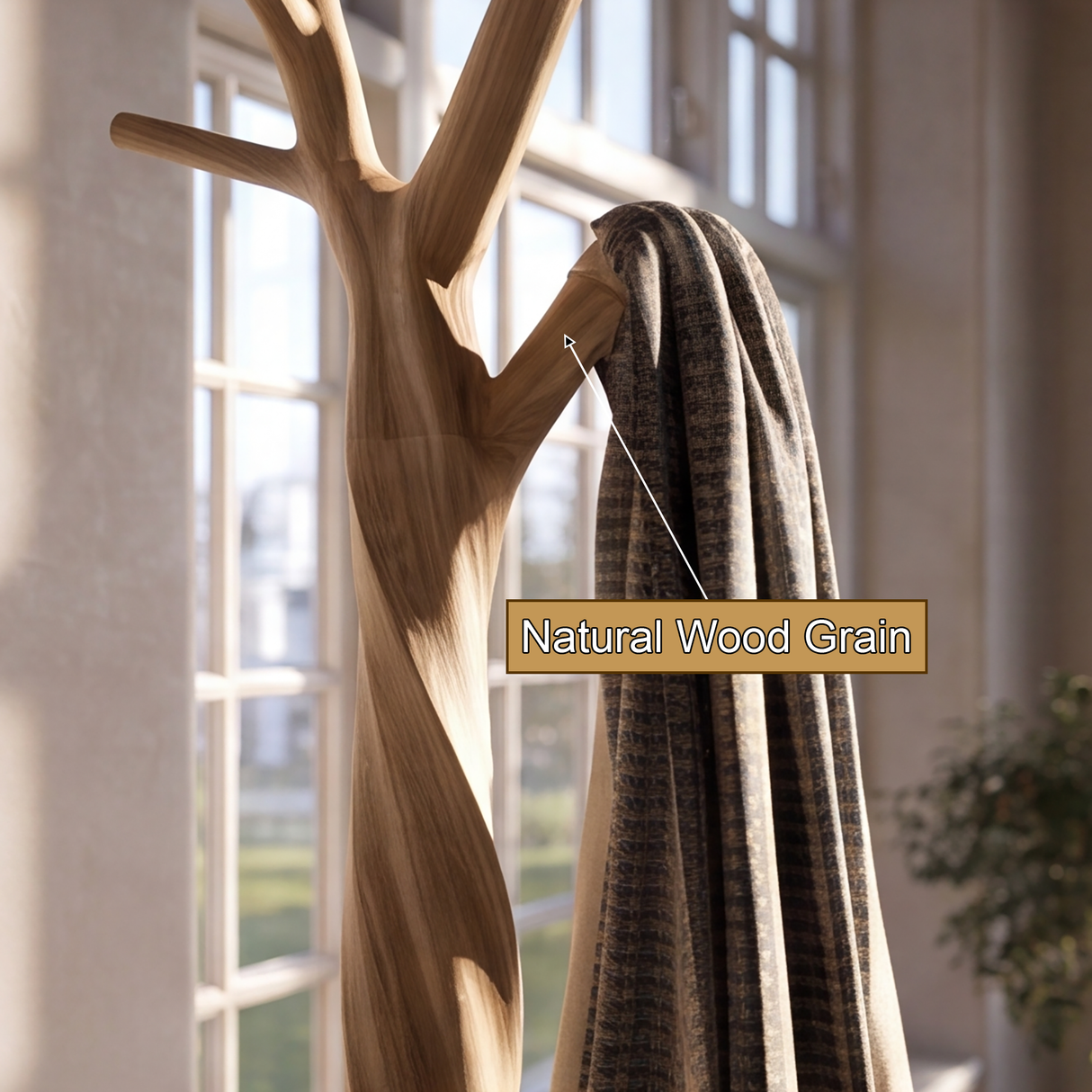 Silverpine Handcrafted Sculpted Solid Wood Tree Coat Rack - Timberustic Tree Coat Rack