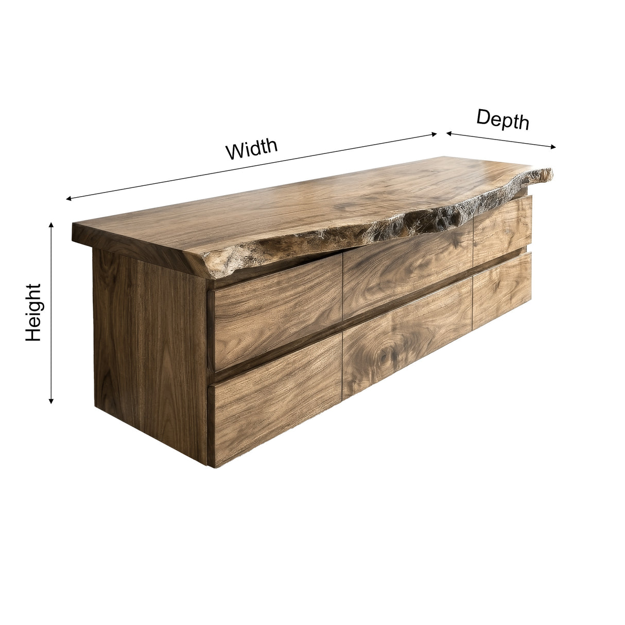 Velmora Live Edge Solid Wood Floating Bathroom Vanity with Drawers - Timberustic Floating Bathroom Vanity With Drawers