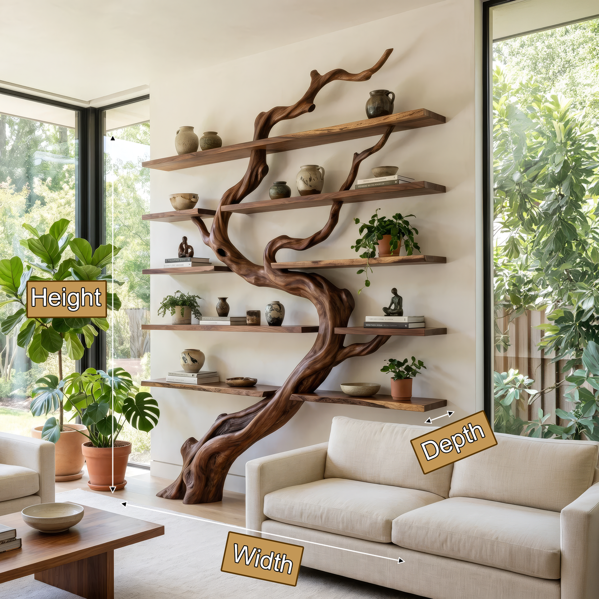 Arborwyn Sculpted Solid Wood Tree Bookshelf