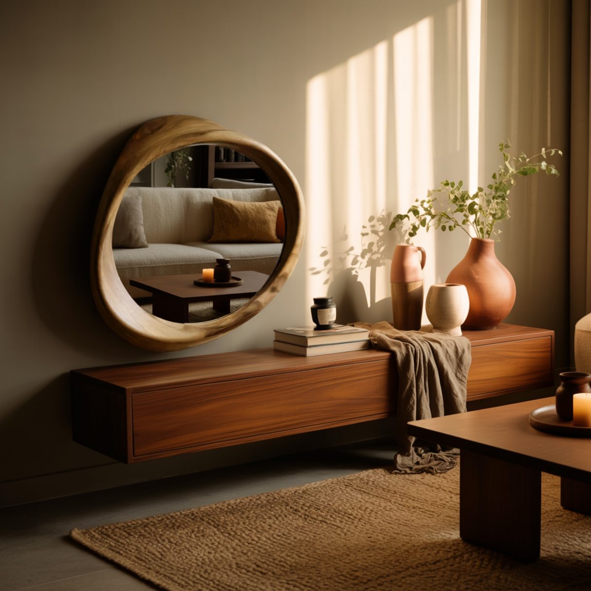 Solaceform Artisan-Crafted Solid Wood Mirror