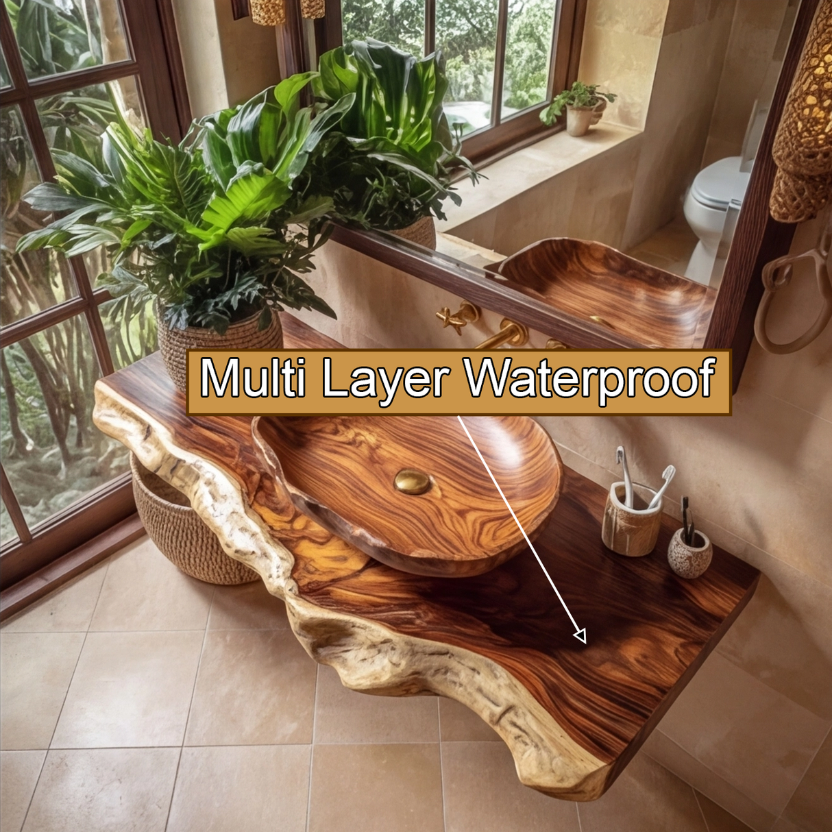 Solara Live Edge Solid Wood Floating Bathroom Vanity - Timberustic Floating Bathroom Vanity