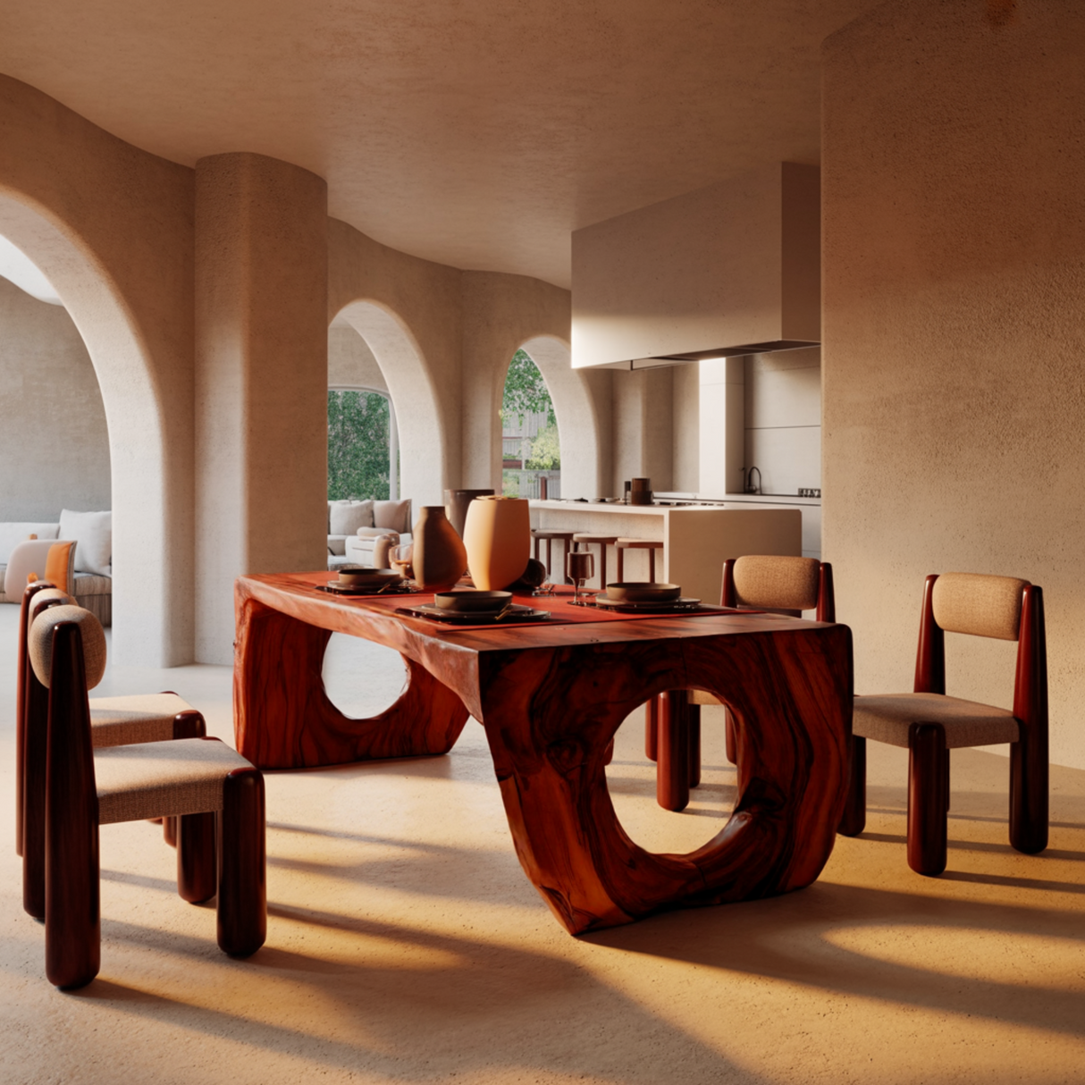 Solarch Hollow-Base Solid Wood Dining Table - Timberustic Dining Table