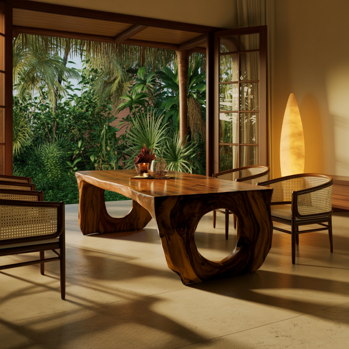 Solarch Hollow-Base Solid Wood Dining Table - Timberustic Dining Table