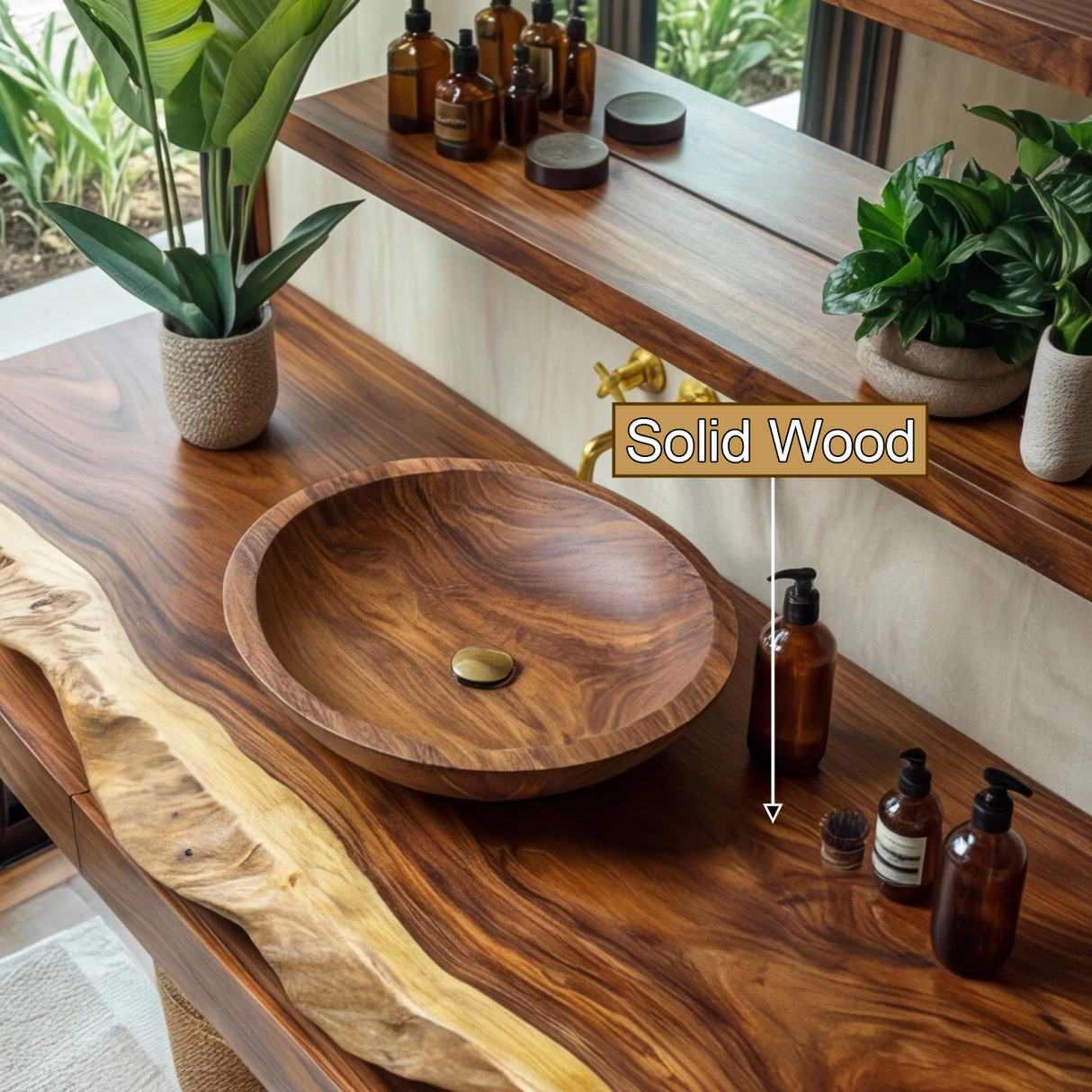 Solenne Live Edge Solid Wood Floating Bathroom Vanity with Drawers - Timberustic Floating Bathroom Vanity With Drawers