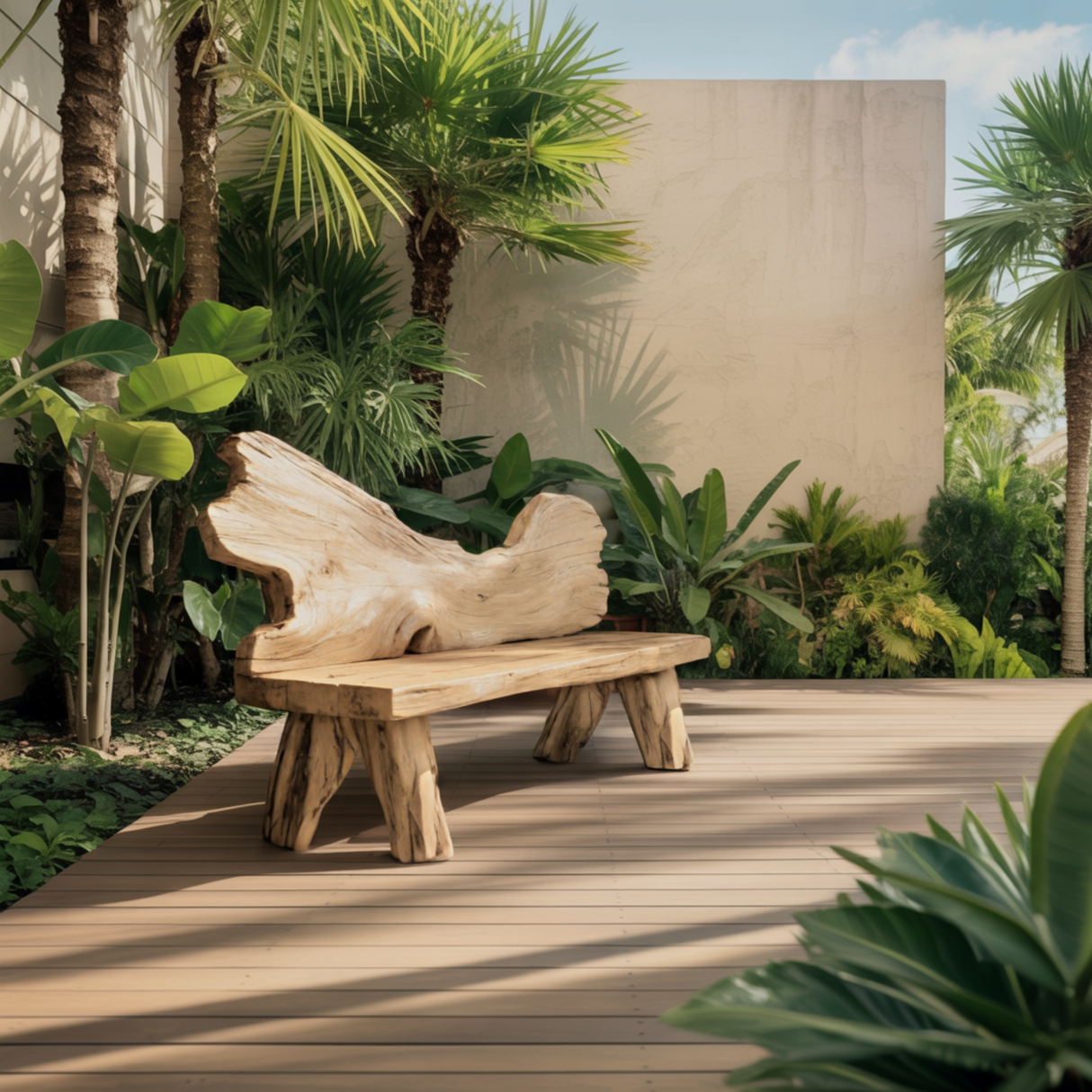 Solora Organic Modern Solid Wood Outdoor Bench