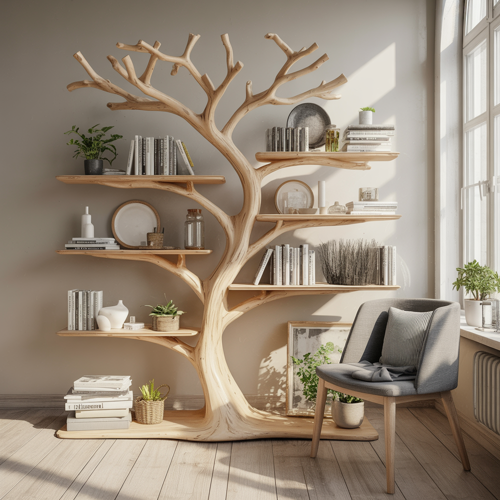 Soltree Sculpted Solid Wood Tree Bookshelf