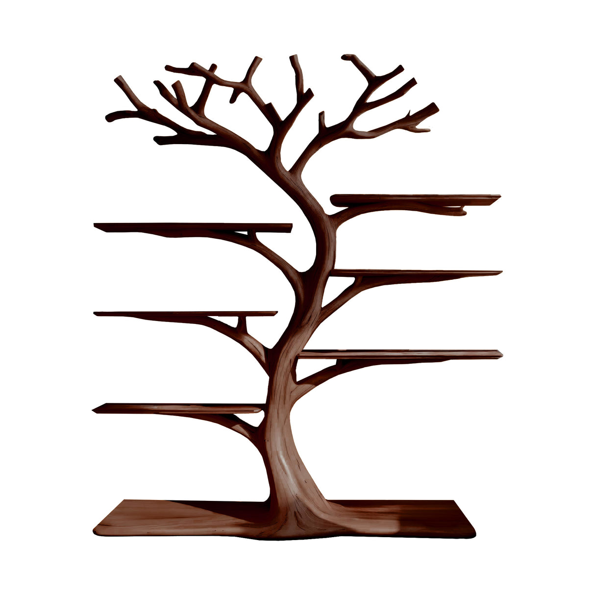 Soltree Sculpted Solid Wood Tree Bookshelf Dark Walnut - Timberustic Tree Bookshelf